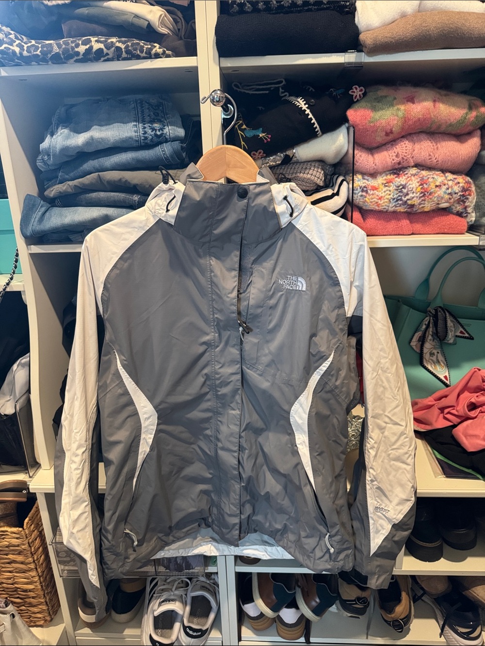 The North Face Women's Gray and White Ski Shell Jacket